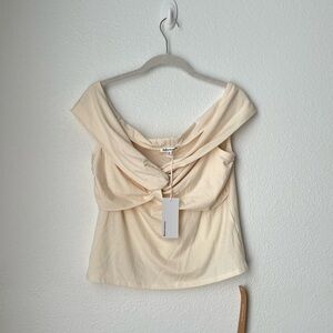 Reformation Cream Off-Shoulder Blouse